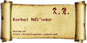 Korbel Nándor névjegykártya