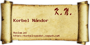 Korbel Nándor névjegykártya